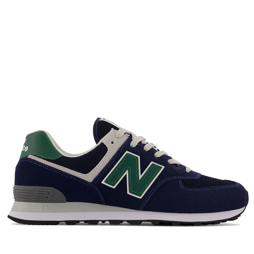 Scarpe Uomo NEW BALANCE Sneakers 574 in Mesh e Suede colore Navy e Green